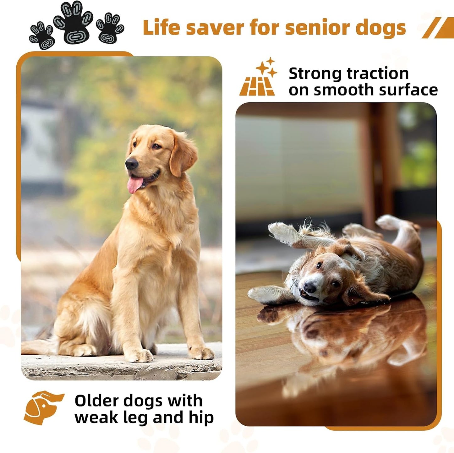 Anti-Slip Dog Paw Protector Pads for Senior Dogs Black 48Pc + Blue 48Pc