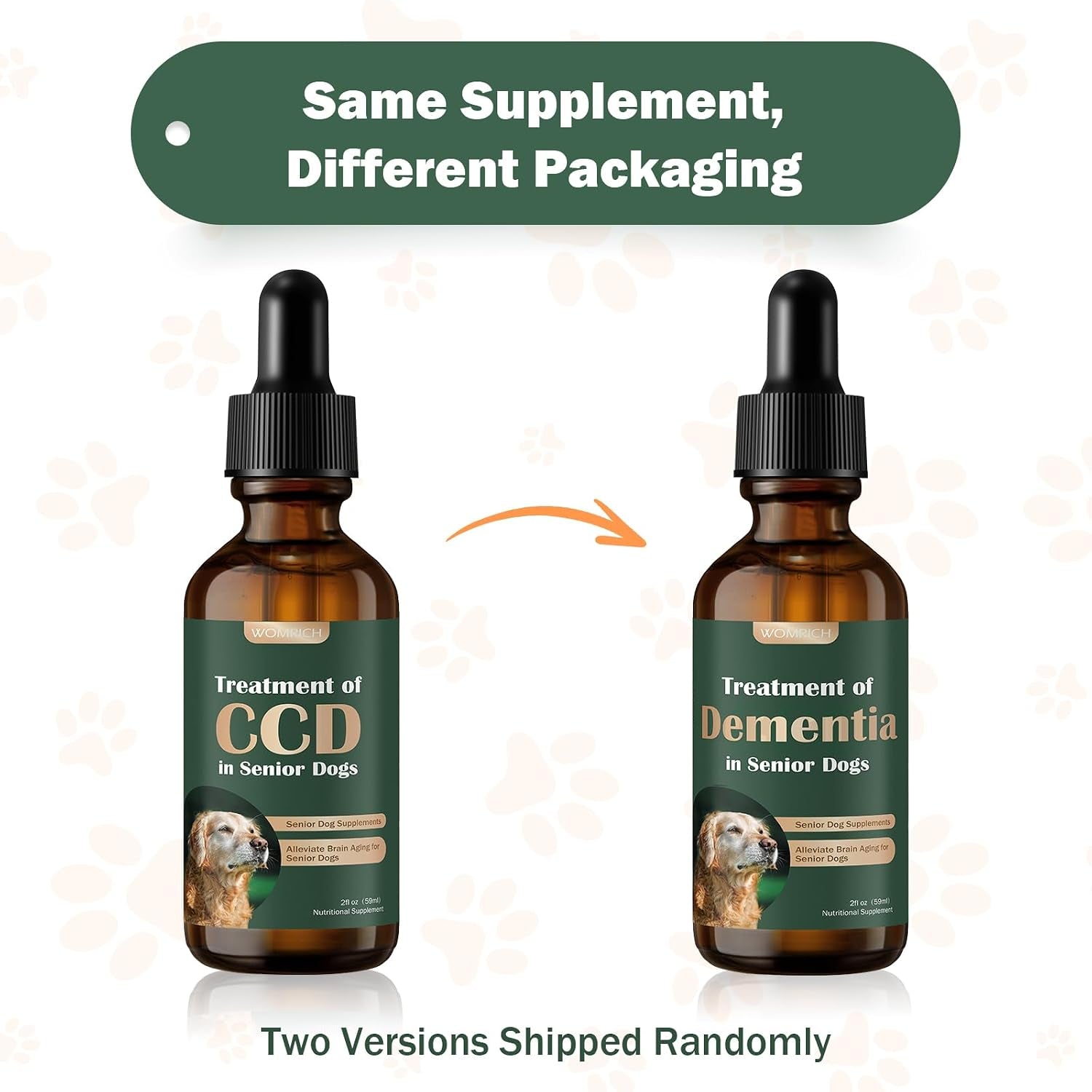 Senior Dog Supplements for Brain Health & Nervous System Support, Mushroom Supplement for Dogs, Dementia Supplement for Calming & Relaxation, Addresses Getting Lost, Social Withdrawal - 59 ML