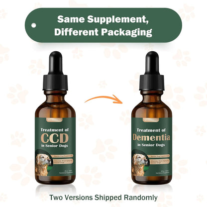 Senior Dog Supplements for Brain Health & Nervous System Support, Mushroom Supplement for Dogs, Dementia Supplement for Calming & Relaxation, Addresses Getting Lost, Social Withdrawal - 59 ML