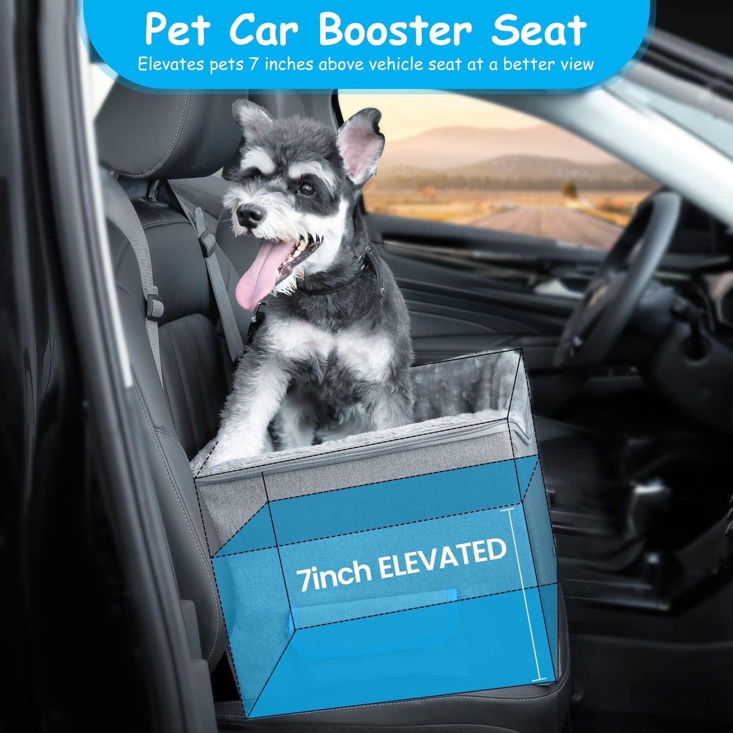 Elevated Dog Car Seat for Small Pets - Adjustable Booster Seat for Safe and Comfortable Travel