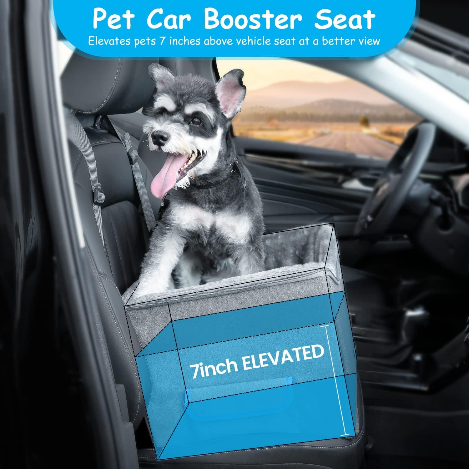 Elevated Dog Car Seat for Small Pets - Adjustable Booster Seat for Safe and Comfortable Travel