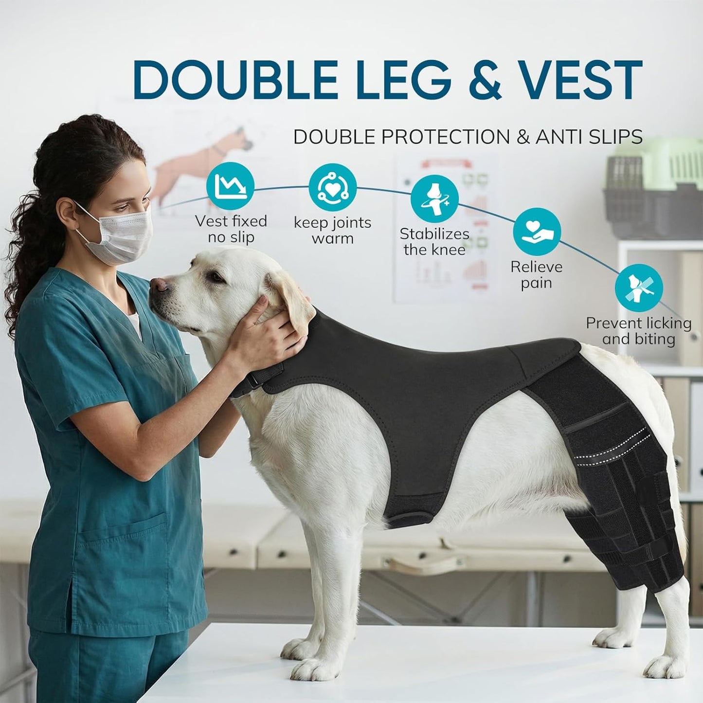 Adjustable Dog Knee Brace for ACL Tear and Arthritis Recovery - Dual Hind Leg Support with Harness Connection - Orthopedic Leg Wrap for Joint Stability and Pain Relief in Small to Large Dog ( (3XL)