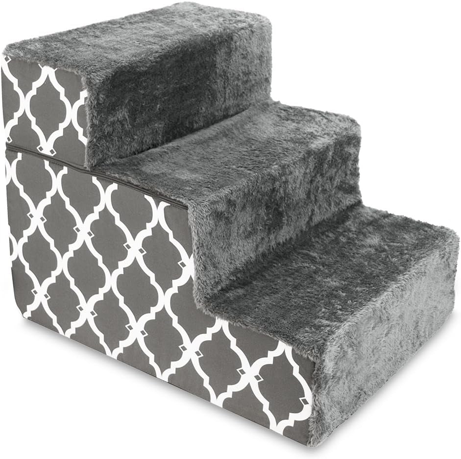 Foam Dog Stairs & Steps - Foldable 3-Step Non-Slip Support for Small Dogs & Cats, Easy Indoor Access