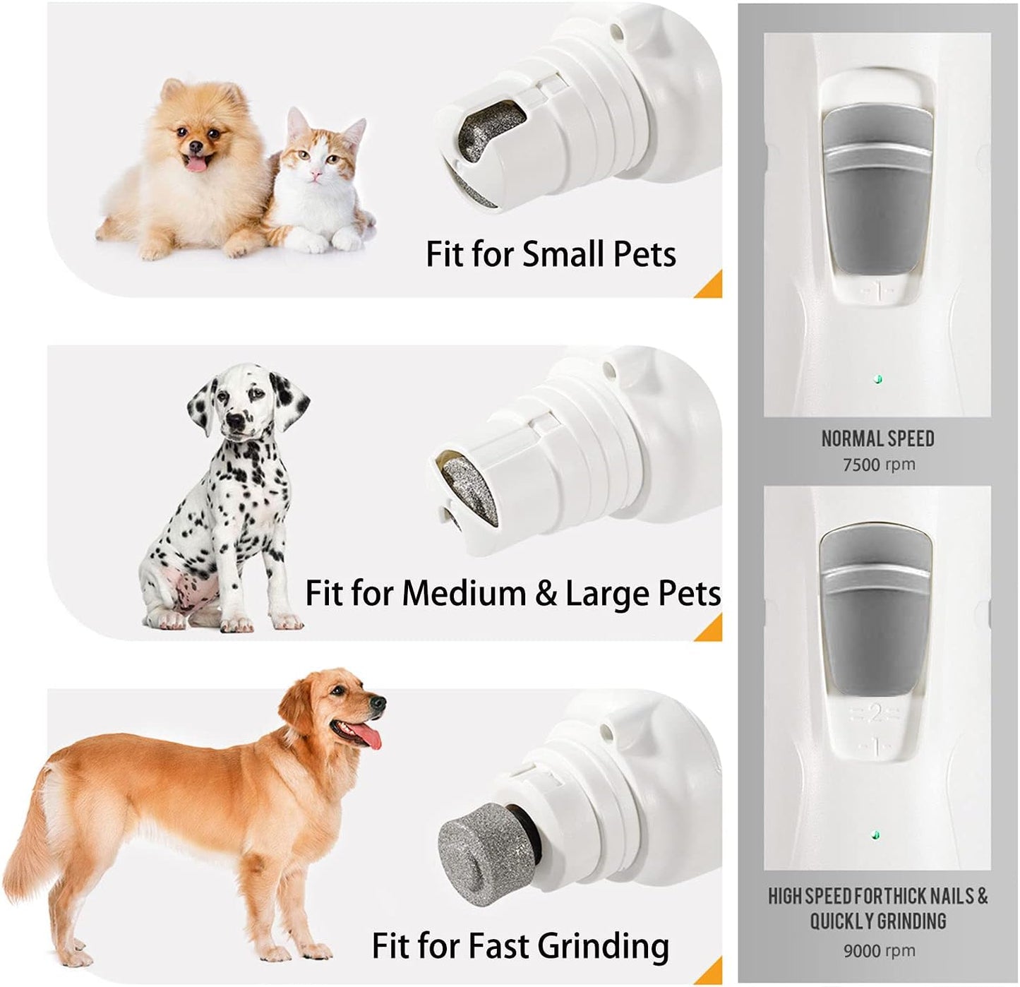Ultimate Pet Nail Grinder with LED Light - 2-Speed, Low Noise, Painless Paw Care for Dogs & Cats, Includes 2 Grinding Heads