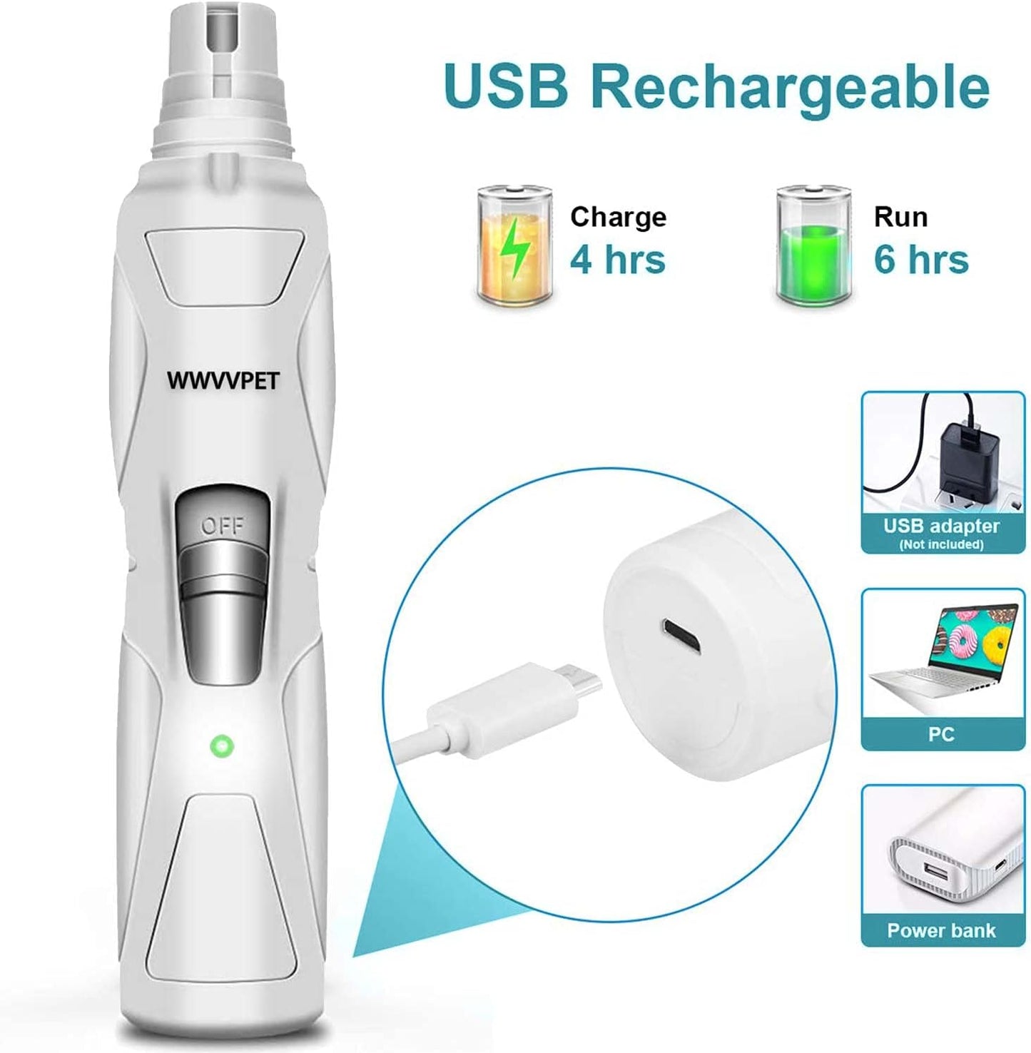 Ultimate Pet Nail Grinder with LED Light - 2-Speed, Low Noise, Painless Paw Care for Dogs & Cats, Includes 2 Grinding Heads