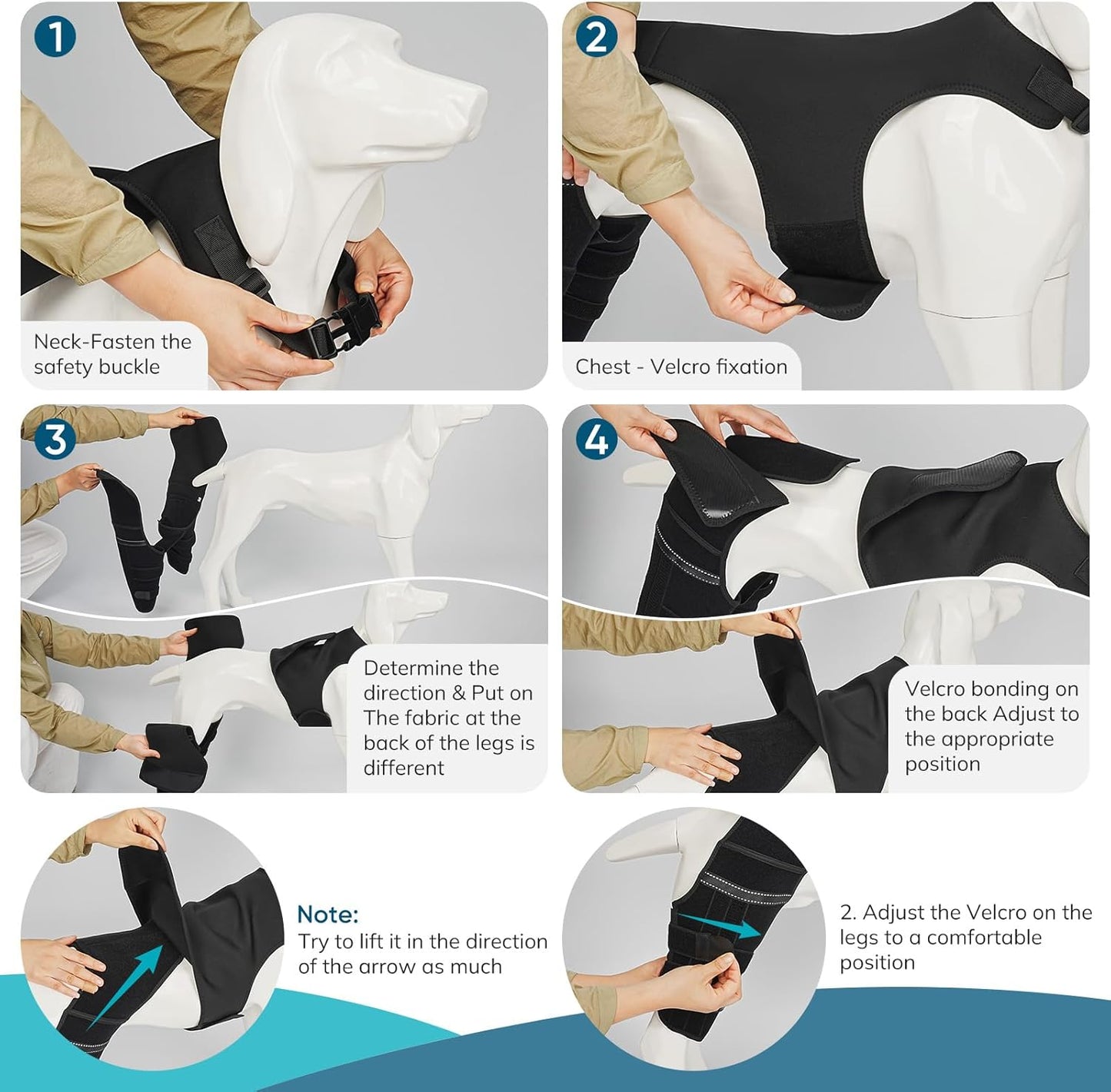 Adjustable Dog Knee Brace for ACL Tear and Arthritis Recovery - Dual Hind Leg Support with Harness Connection - Orthopedic Leg Wrap for Joint Stability and Pain Relief in Small to Large Dog ( (3XL)