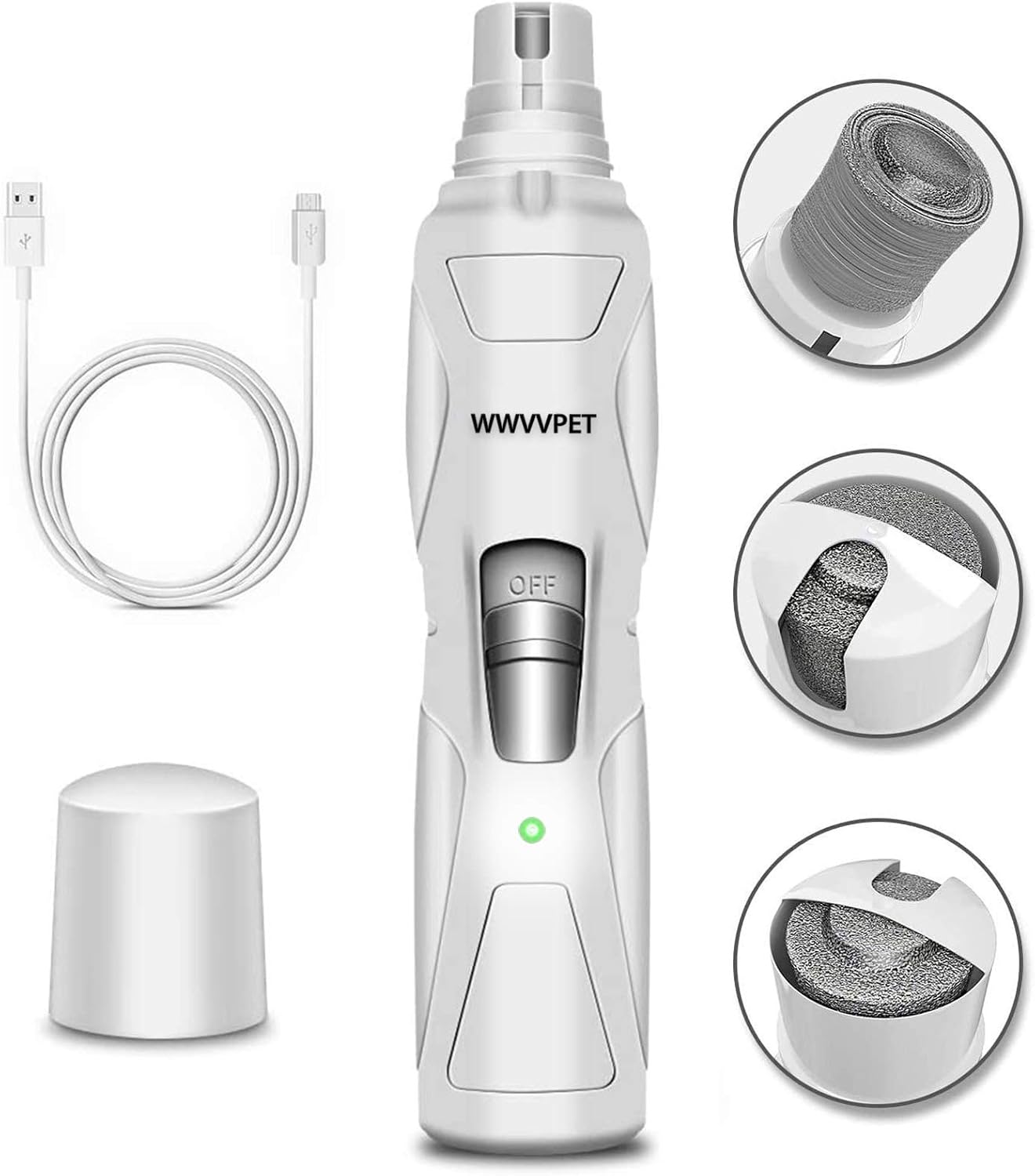 Ultimate Pet Nail Grinder with LED Light - 2-Speed, Low Noise, Painless Paw Care for Dogs & Cats, Includes 2 Grinding Heads