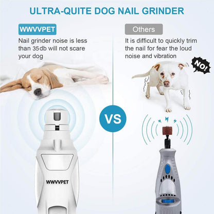 Ultimate Pet Nail Grinder with LED Light - 2-Speed, Low Noise, Painless Paw Care for Dogs & Cats, Includes 2 Grinding Heads