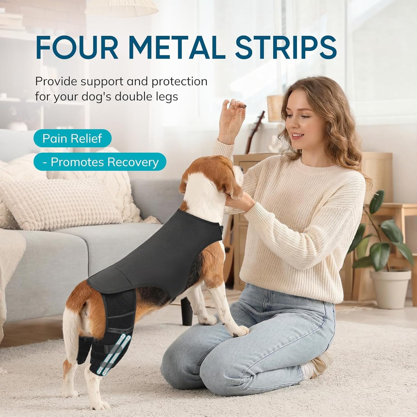 Adjustable Dog Knee Brace for ACL Tear and Arthritis Recovery - Dual Hind Legs Support with Harness Connection - Orthopedic Leg Wrap for Joint Stability and Pain Relief in Small to Large Dogs (XS)