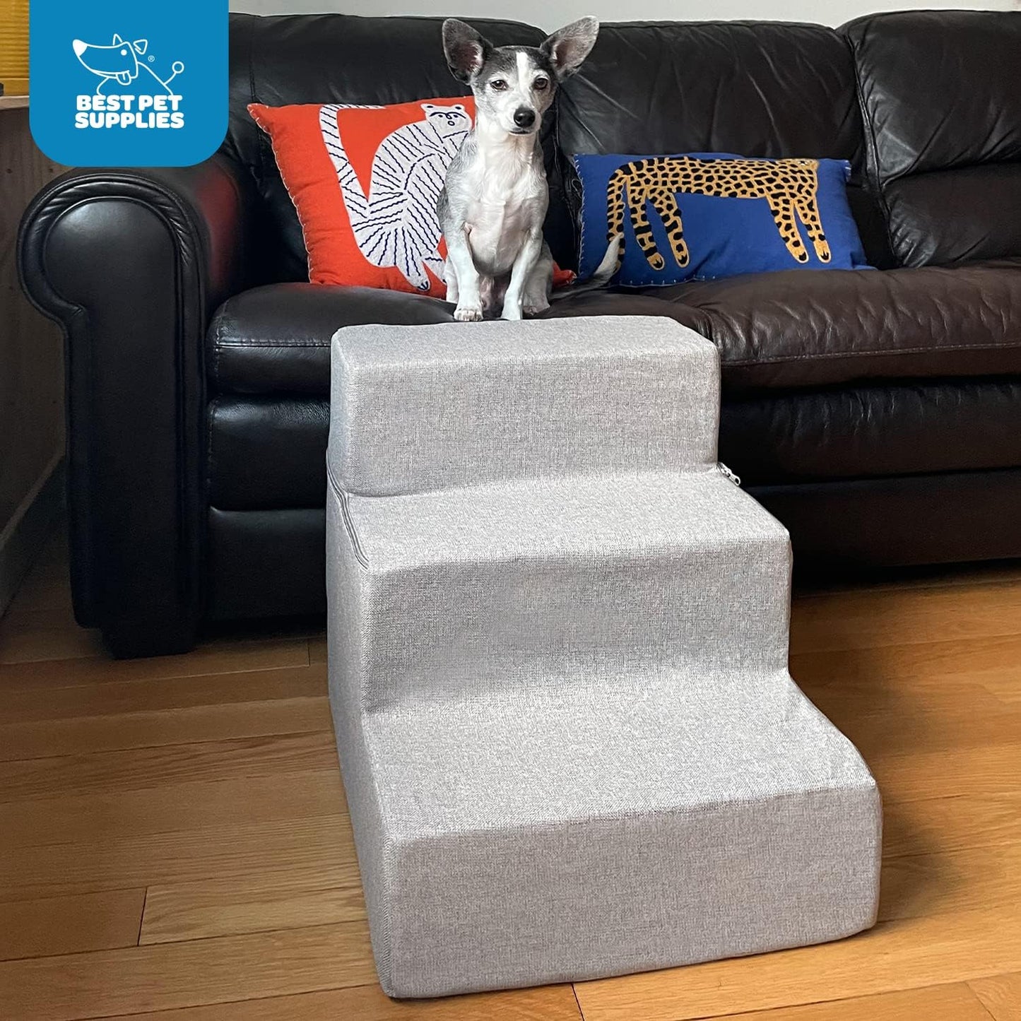 Foam Dog Stairs & Steps - Foldable 3-Step Non-Slip Support for Small Dogs & Cats, Easy Indoor Access