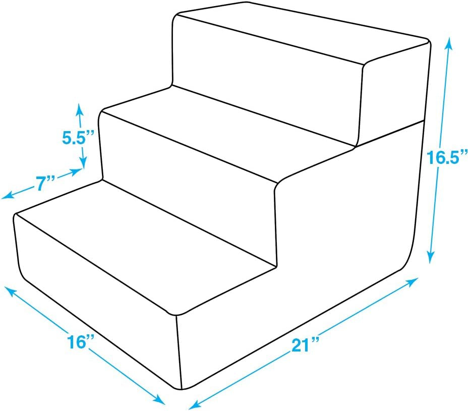 Foam Dog Stairs & Steps - Foldable 3-Step Non-Slip Support for Small Dogs & Cats, Easy Indoor Access