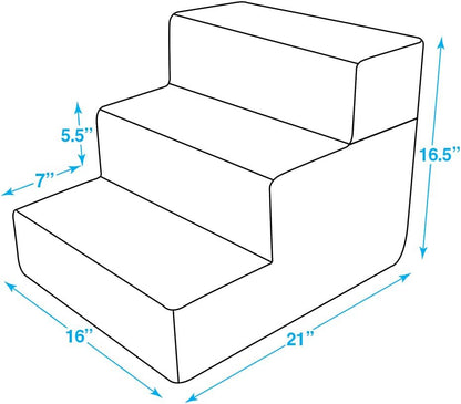 Foam Dog Stairs & Steps - Foldable 3-Step Non-Slip Support for Small Dogs & Cats, Easy Indoor Access