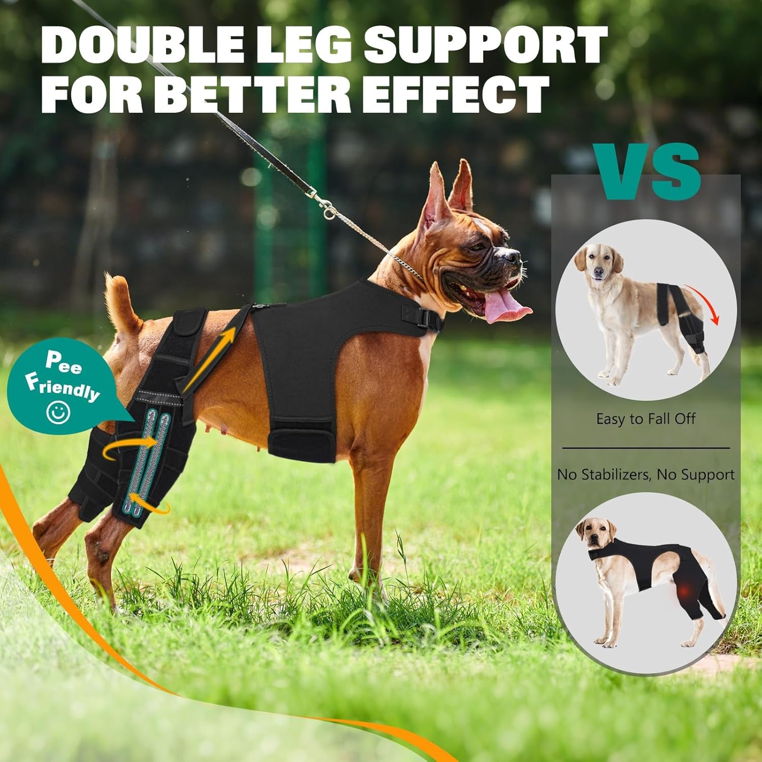 Dog Knee Braces for Torn Acl Hind Leg, Adjustable Joint Brace Non-Slip | Double Leg Support with Vest，Ccl Tear, Arthritis, Patella Luxating Recovery Cruciate Care for Small Medium Large Dog, XS