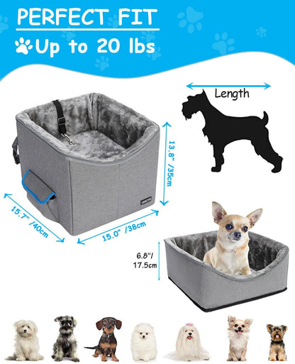 Elevated Dog Car Seat for Small Pets - Adjustable Booster Seat for Safe and Comfortable Travel