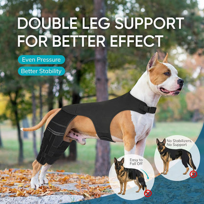 Adjustable Dog Knee Brace for ACL Tear and Arthritis Recovery - Dual Hind Leg Support with Harness Connection - Orthopedic Leg Wrap for Joint Stability and Pain Relief in Small to Large Dog ( (3XL)