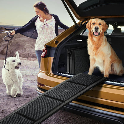 Dog Ramp for Car，63" X 17" Wide Folding Pet Ramp Dog Ramps for Medium & Large Dogs with Non-Slip Rug Surface ，Portable Dog Car Ramp for SUV Car & Truck, Outdoor Dog Ramp up to 250 LBS