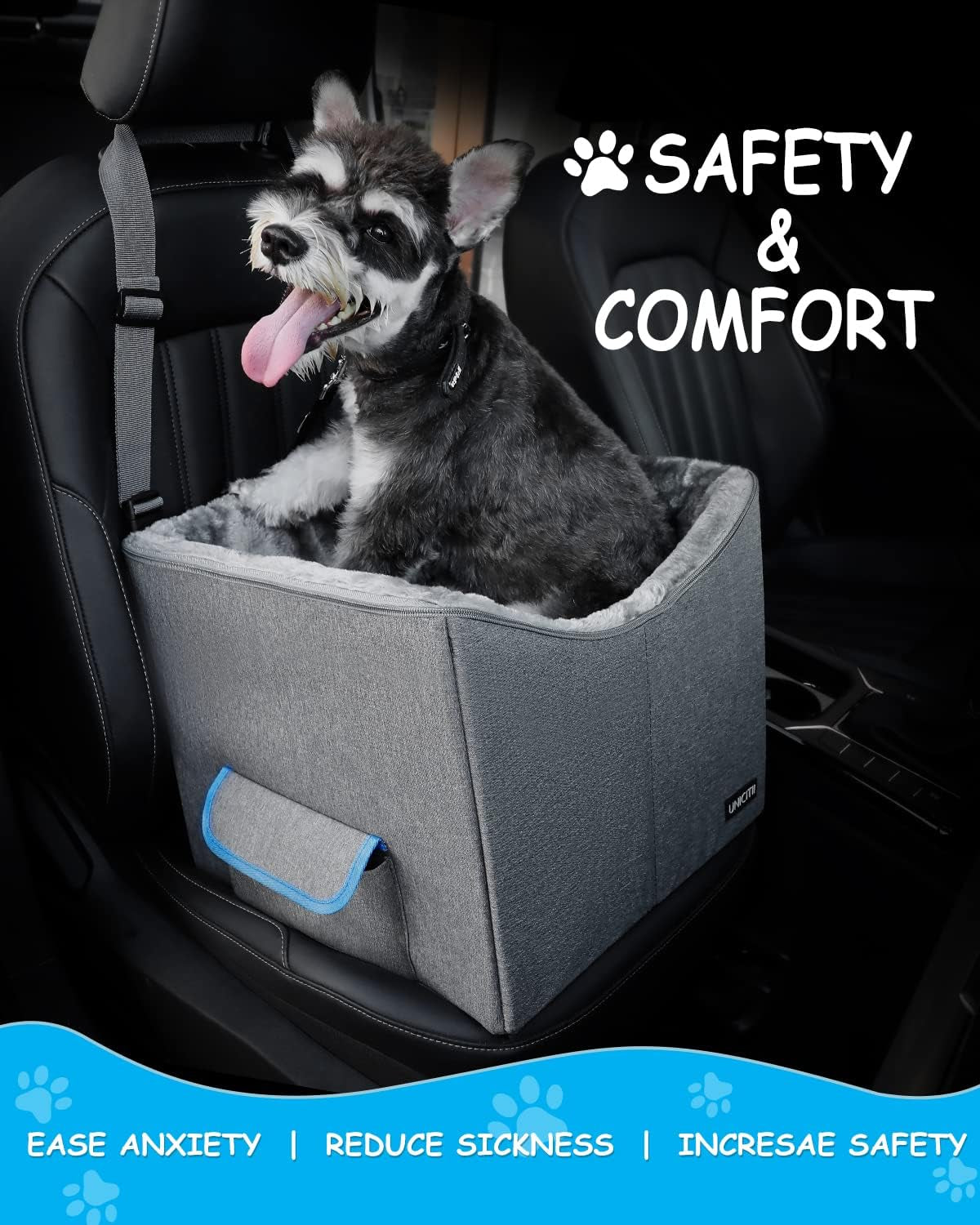 Elevated Dog Car Seat for Small Pets - Adjustable Booster Seat for Safe and Comfortable Travel